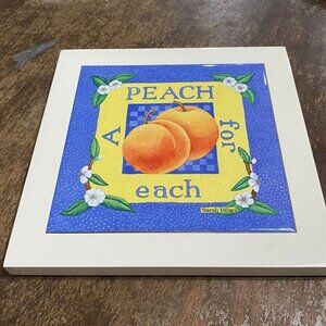 Sarah Dillard Framed Art A Peach for Each White Frame Faux Tile